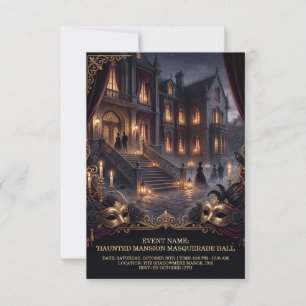 Haunted Mansion Masquerade Ball Gothic Halloween Thank You Card