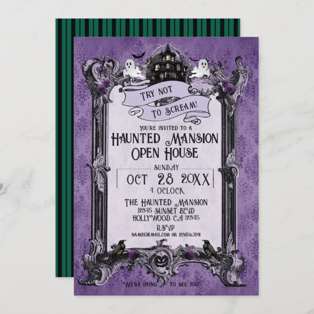 Haunted Mansion Open House (Back Image Holder) Invitation (Front/Back)