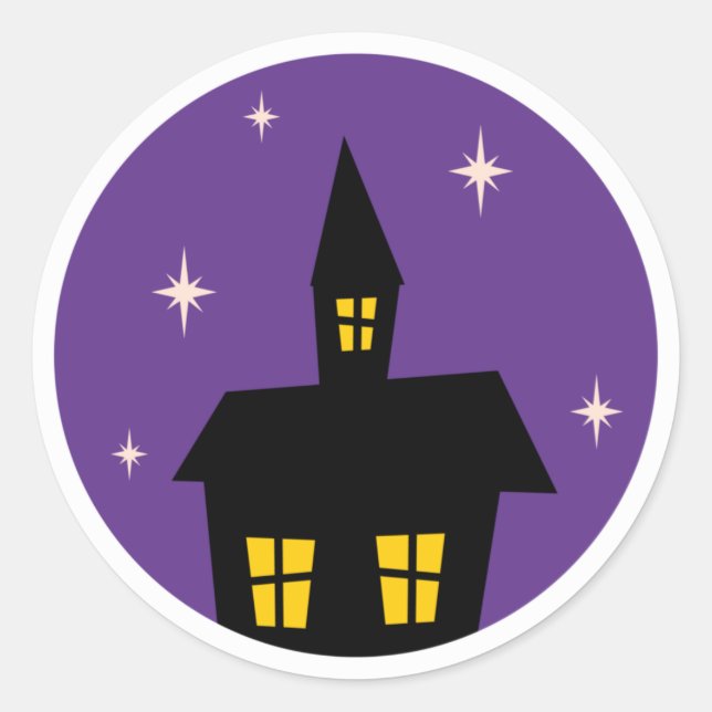 Haunted Mansion Purple Halloween Classic Round Sticker (Front)
