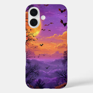 Haunted Mansion Silhouette with Bats iPhone 16 Case