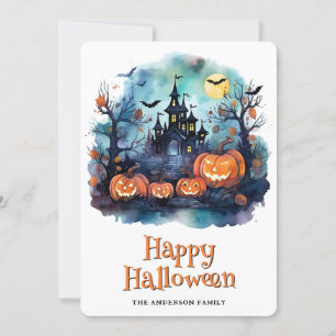 Haunted Mansion Spooky Pumpkins Halloween Card