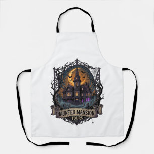 Haunted Mansion Tours Halloween Gothic House Cresc Apron