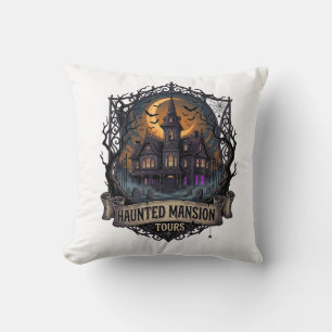Haunted Mansion Tours Halloween Gothic House Cresc Cushion