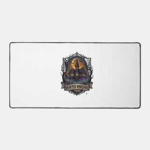 Haunted Mansion Tours Halloween Gothic House Cresc Desk Mat
