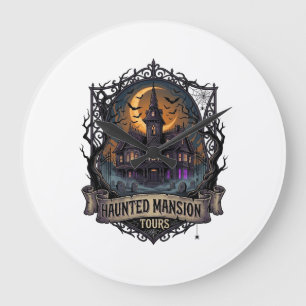 Haunted Mansion Tours Halloween Gothic House Cresc Large Clock