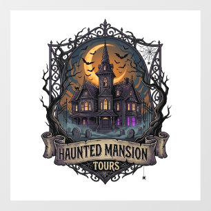 Haunted Mansion Tours Halloween Gothic House Cresc Window Cling