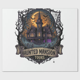 Haunted Mansion Tours Halloween Gothic House Cresc Wrapping Paper