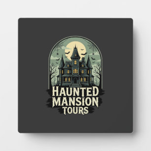 Haunted Mansion Tours Vintage Halloween Vector Plaque