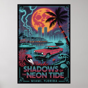 Haunted Miami Vintage Horror Travel Poster