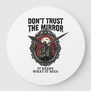 Haunted Mirror Shirt Vintage Engraving Gothic Hous Large Clock