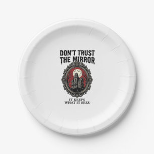 Haunted Mirror Shirt Vintage Engraving Gothic Hous Paper Plate