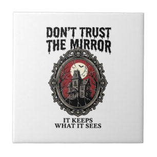 Haunted Mirror Shirt Vintage Engraving Gothic Hous Tile
