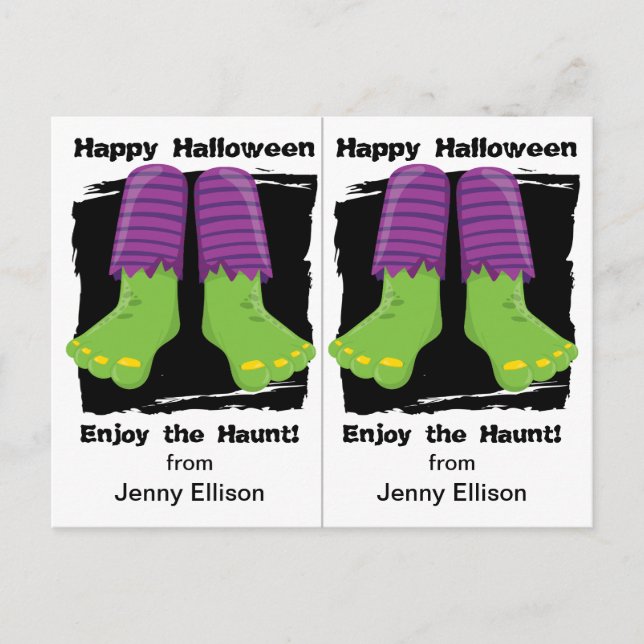 Haunted Monster Feet School Party Halloween Card (Front)