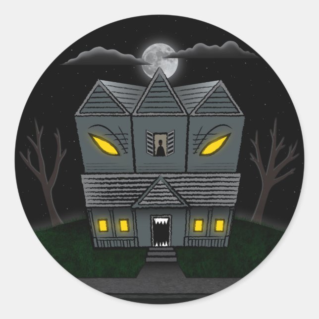 Haunted Monster House Classic Round Sticker (Front)