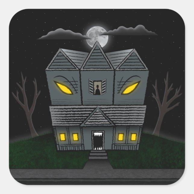 Haunted Monster House Square Sticker (Front)
