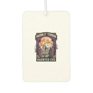 Haunted Moon Shirt Vintage Engraving Halloween Gra Car Air Freshener