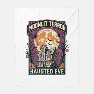 Haunted Moon Shirt Vintage Engraving Halloween Gra Fleece Blanket