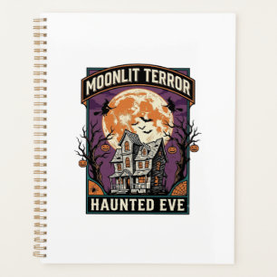 Haunted Moon Shirt Vintage Engraving Halloween Gra Planner
