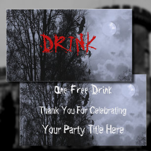 Haunted Moon with Ravens Blue Mist Drink Ticket