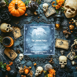 Haunted Moonlit Halloween Party - Pumpkins & Bats Invitation