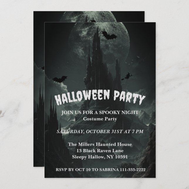 Haunted Mountaintop Halloween Party Invitation (Front/Back)