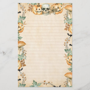 Haunted Mushrooms and Pumpkin Patch Lined Stationery