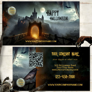 Haunted Night Castle Halloween Business Card