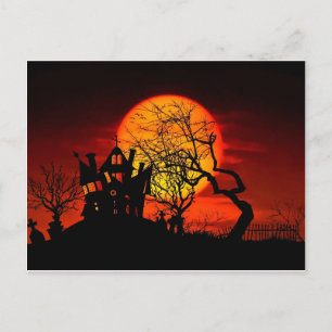 HAUNTED NIGHT, HAUNTED HOUSE! (Halloween) ~ Postcard
