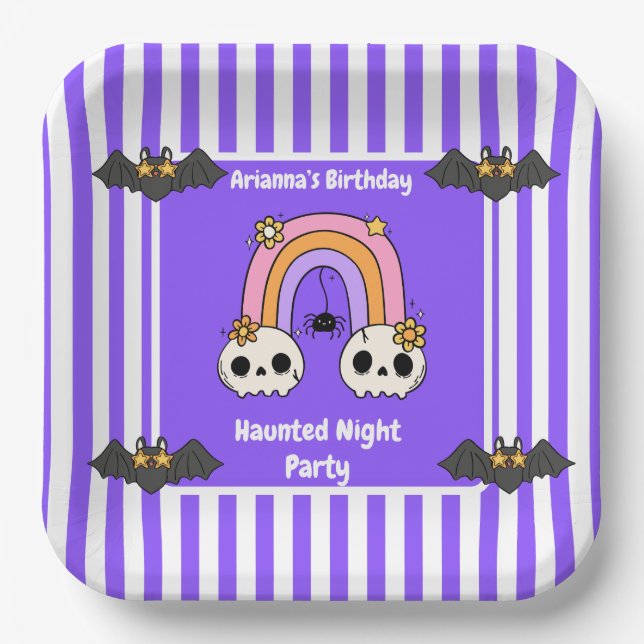 Haunted Night Party Birthday  – Halloween night Paper Plate (Front)