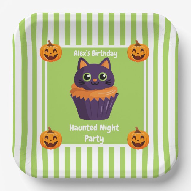 Haunted Night Party Birthday  – Halloween night Paper Plate (Front)