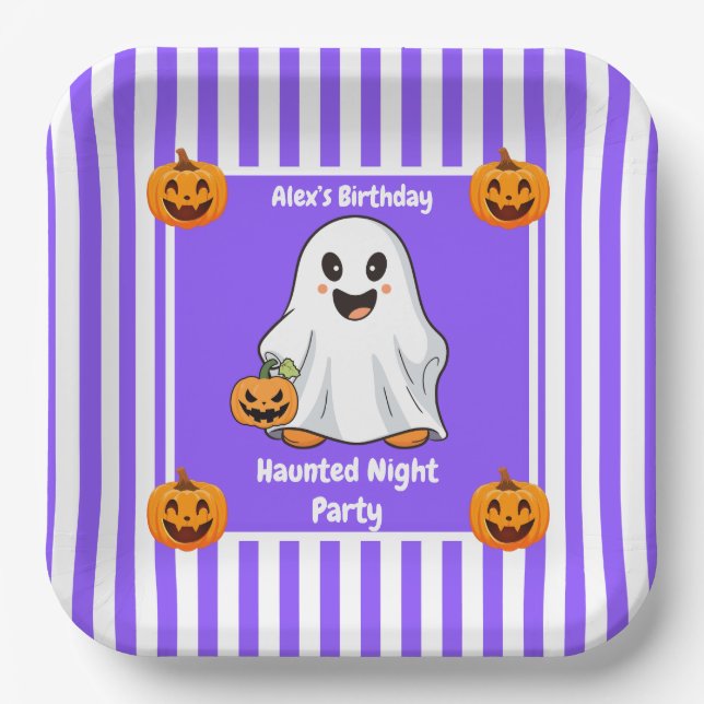 Haunted Night Party Birthday  – Halloween night Paper Plate (Front)
