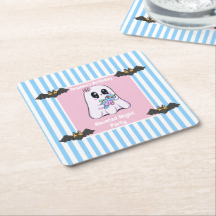 Haunted Night Party Birthday – Halloween night Square Paper Coaster