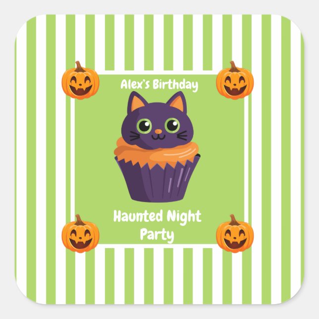 Haunted Night Party Birthday  – Halloween night Square Sticker (Front)
