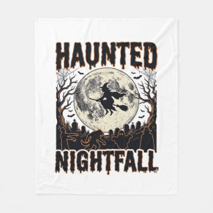 Haunted Night Shirt Vintage Engraving Halloween De Fleece Blanket