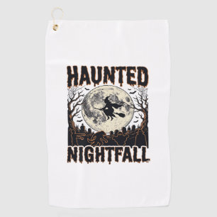 Haunted Night Shirt Vintage Engraving Halloween De Golf Towel