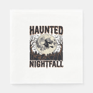 Haunted Night Shirt Vintage Engraving Halloween De Napkin