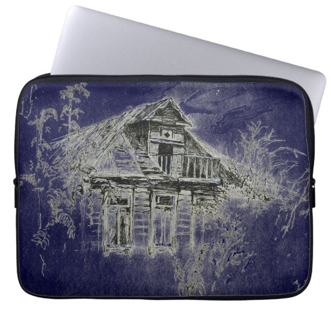 Haunted Old Wooden House Laptop Sleeve (Front)