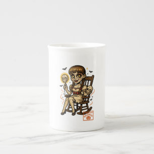Haunted Pin-Up Doll – Creepy Cute Halloween Bone China Mug