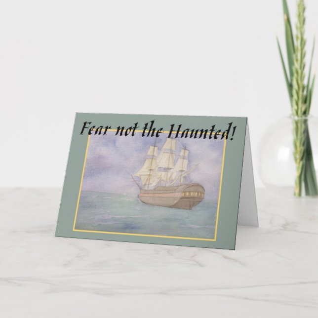 Haunted Pirate Ghost Ship Halloween Card (Front)