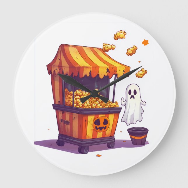Haunted Popcorn Stand Large Clock (Front)