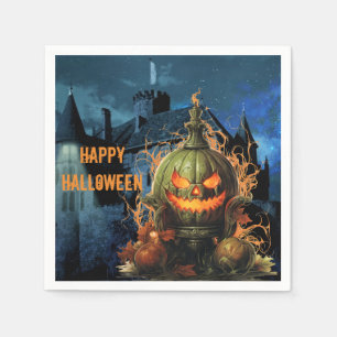 Haunted Pumpkin and Mansion Halloween   Napkin