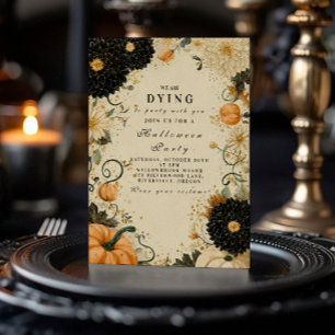Haunted Pumpkin Dahlia Halloween Invitation