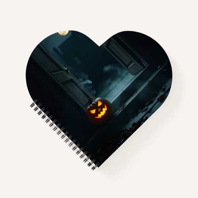 Haunted Pumpkin Doorway Halloween Notebook (Front)