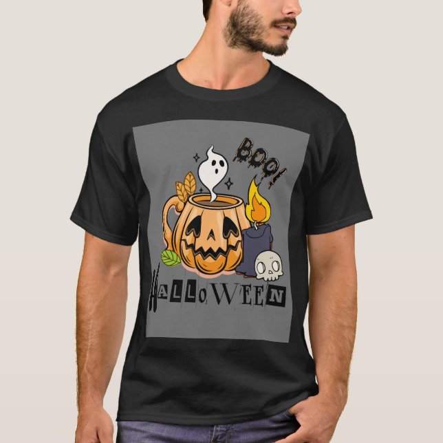 Haunted Pumpkin Mug with Ghost-Spooky Boo! T-Shirt (Front)