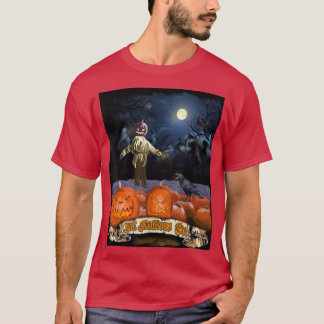 Haunted Pumpkin Patch and Evil Scarecrow On Hallow T-Shirt