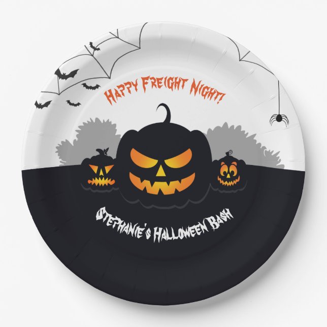 Haunted Pumpkin Patch Paper Plate (Front)
