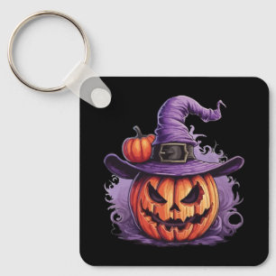 Haunted Pumpkin Witch Key Ring
