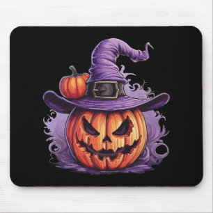 Haunted Pumpkin Witch Mouse Mat