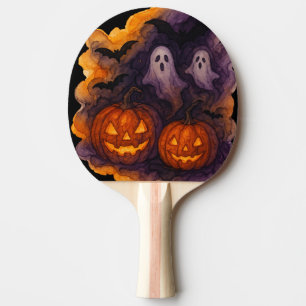 Haunted Pumpkins and Spooky Night Ping Pong Paddle