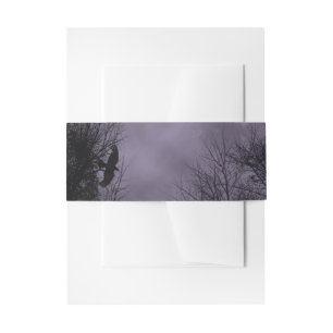 Haunted Purple Sky with Crows Invitation Bands Invitation Belly Band